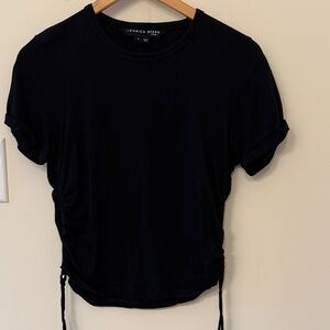 Veronica Beard Tazi Side-Ruched Crewneck Tee